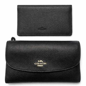 Authentic Coach Y2K Black Pebbled Leather Wallet Set – Checkbook Holder
